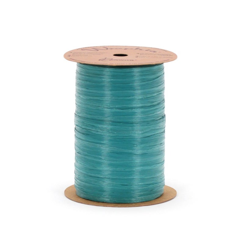 Berwick Offray 1/4'' Wide Matte Raffia Ribbon, Teal, 100 Yards, 7MM